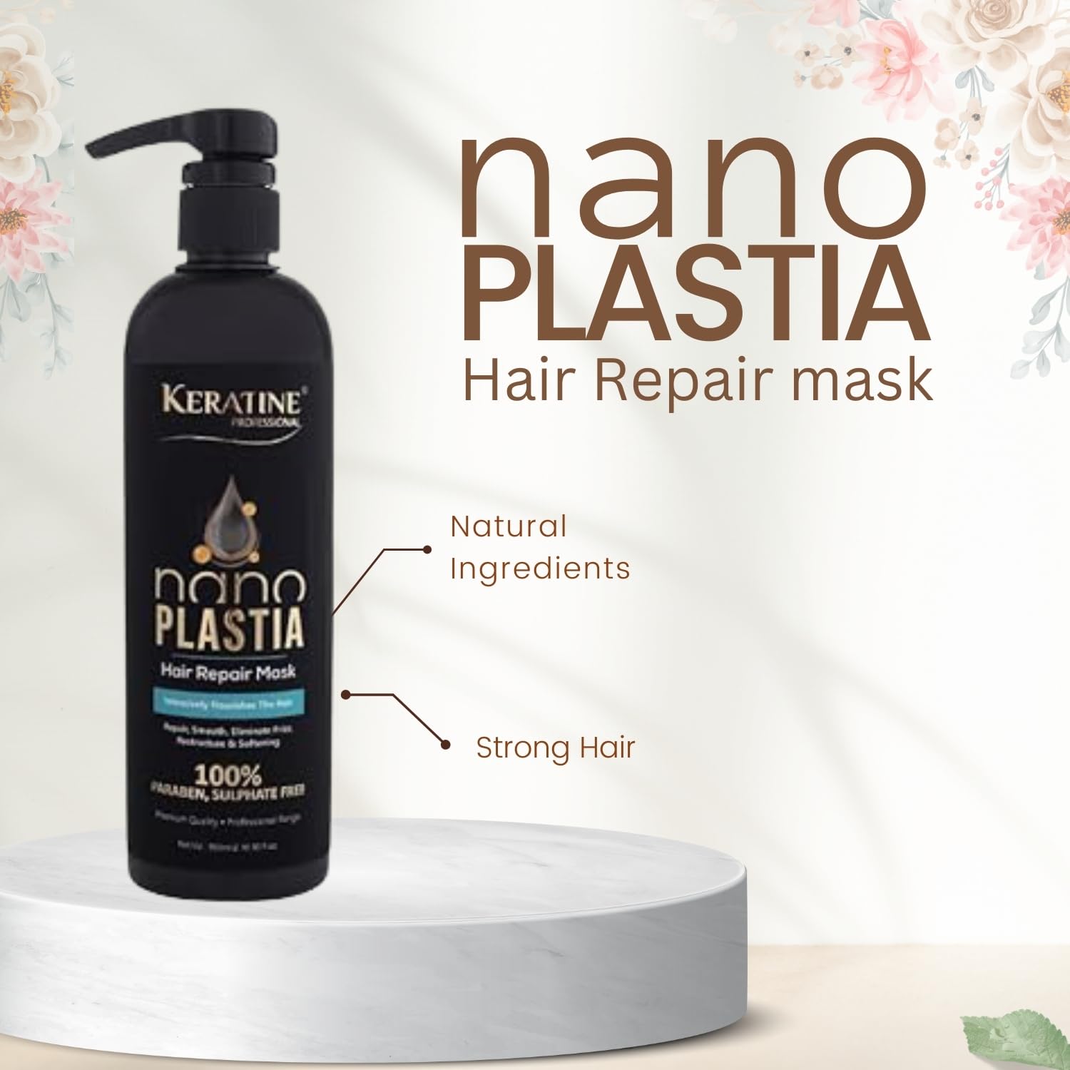 Keratine Professional – Nano Plastia Hair Repair Mask – 500ml & Deep Repair & Restoration & Ideal for Damaged and Frizzy Hair
