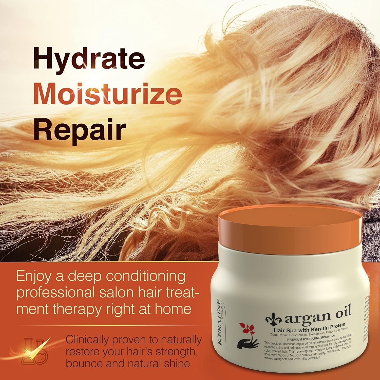Keratine Professional – Argan Oil Hair Spa with Sulphate-Free Repair – 500ml & Deep Nourishment & Repair & Ideal for Dry and Frizzy Hair