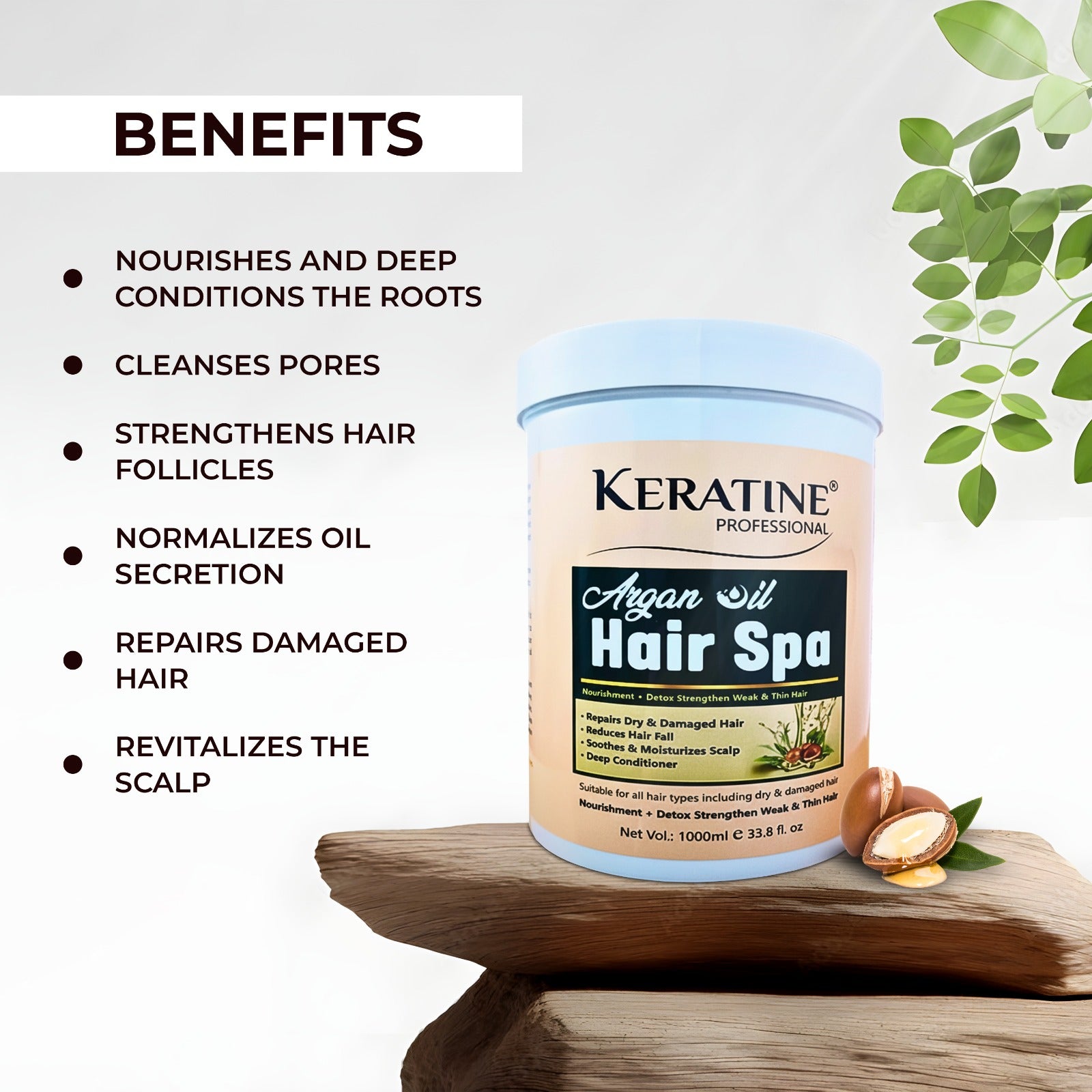Keratine Professional Argan Oil Hair Spa - With Deep Nourishment & Shine (1000ml)