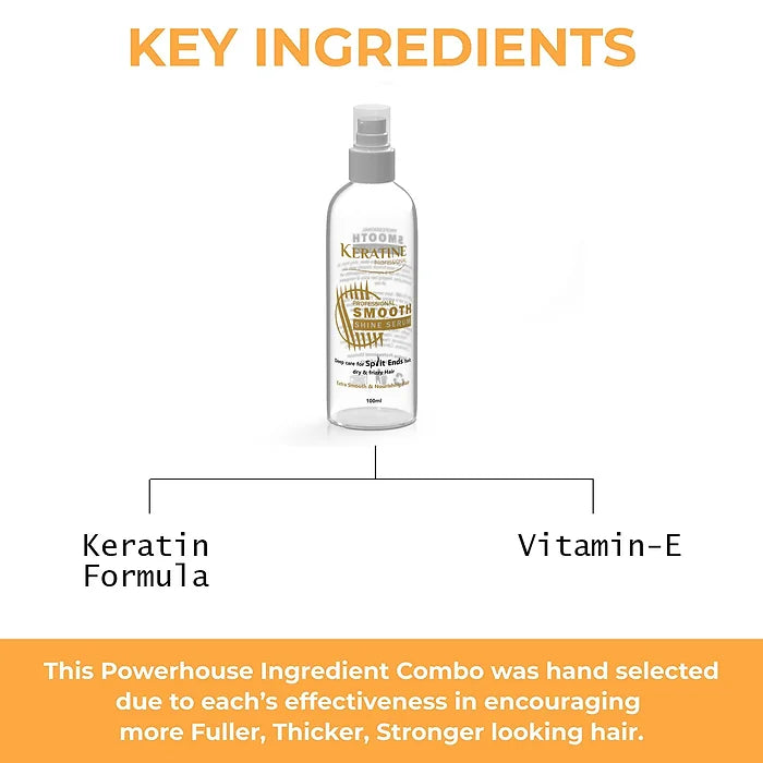 Professional Smooth Shine Serum - With Keratin & Vitamin E (100ml)