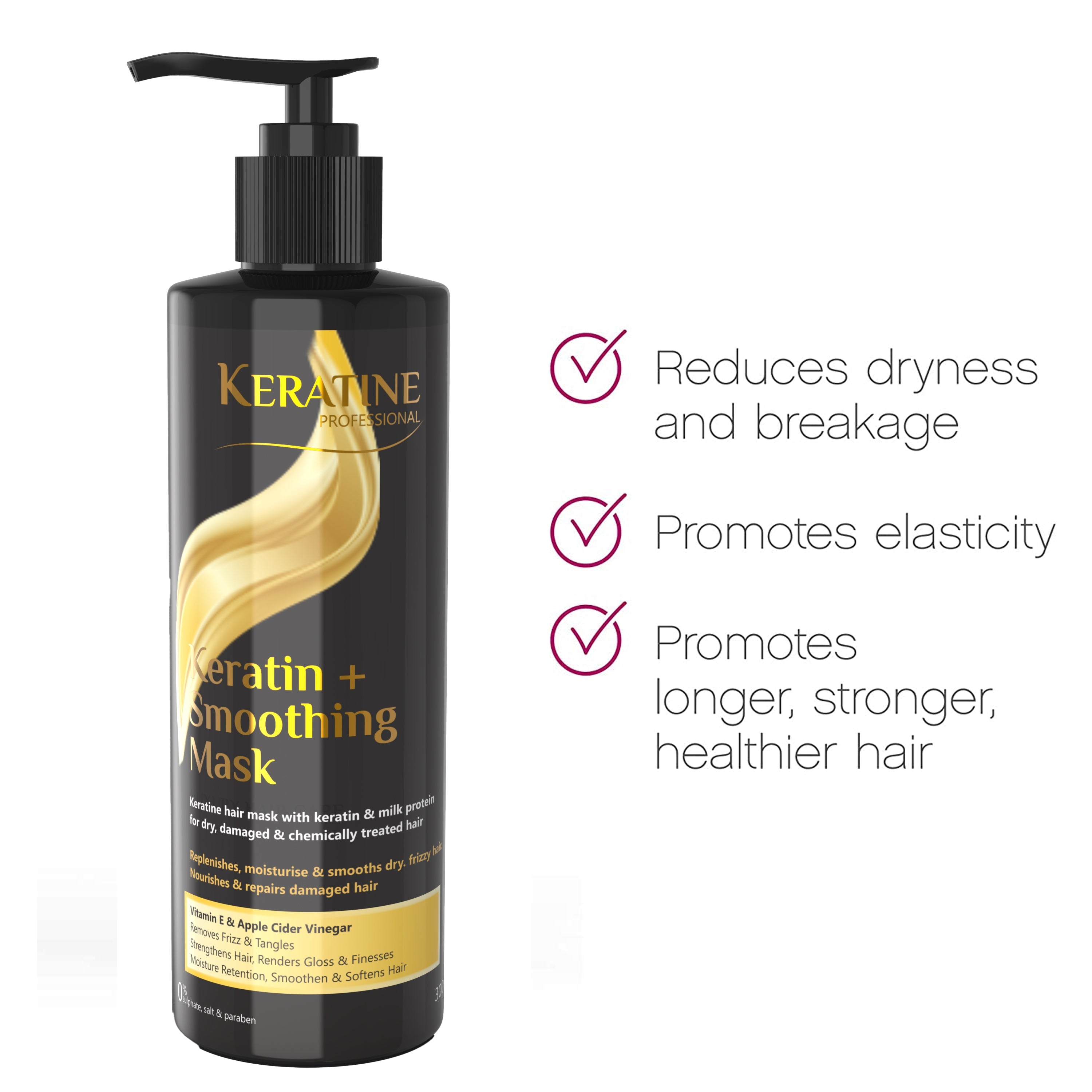 Keratine Smoothening Shampoo, Mask and Serum - Hair Growth and Repair - Nourishing Formula