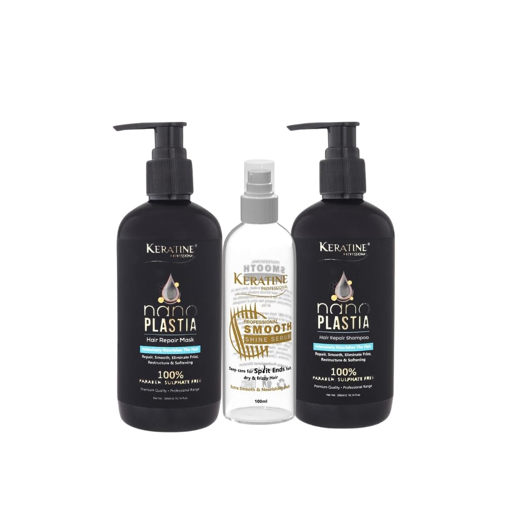 Nano Plastia Hair Repair Shampoo & Mask Combo 300 ml Each With 100 ml Serum