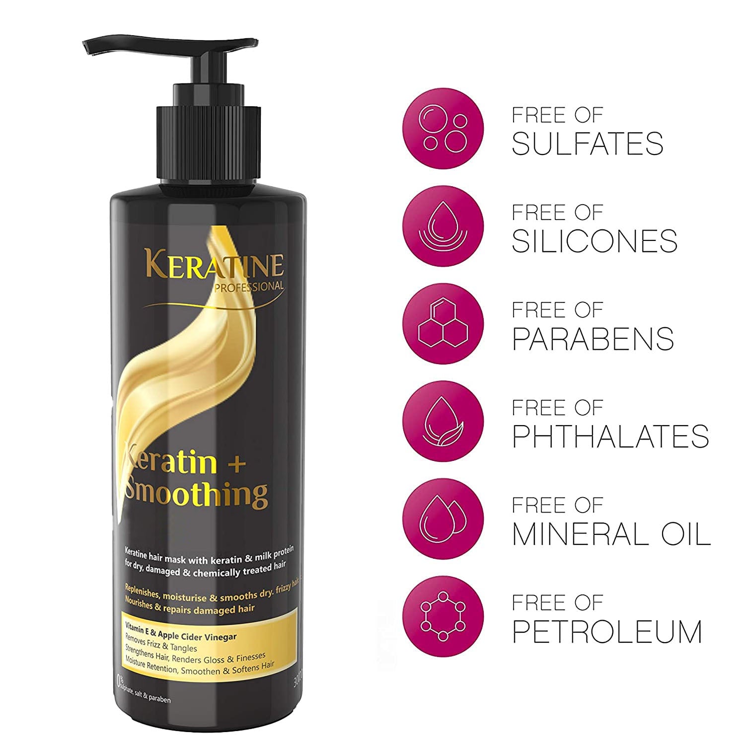 Keratine Smoothening Shampoo, Mask and Serum - Hair Growth and Repair - Nourishing Formula