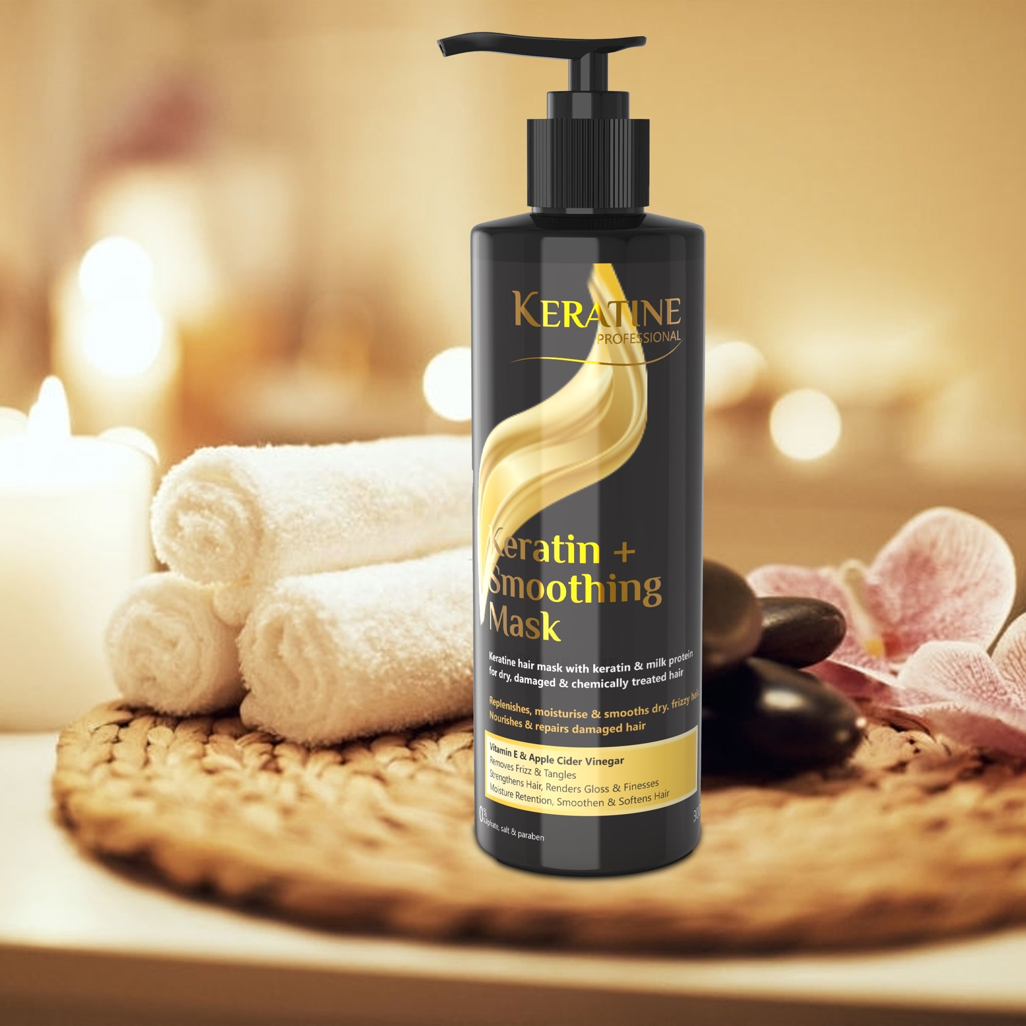 Keratine Professional – Keratin + Smoothing Hair Mask – 300ml & Strengthens & Smoothens Hair & For Dry & Damaged Hair