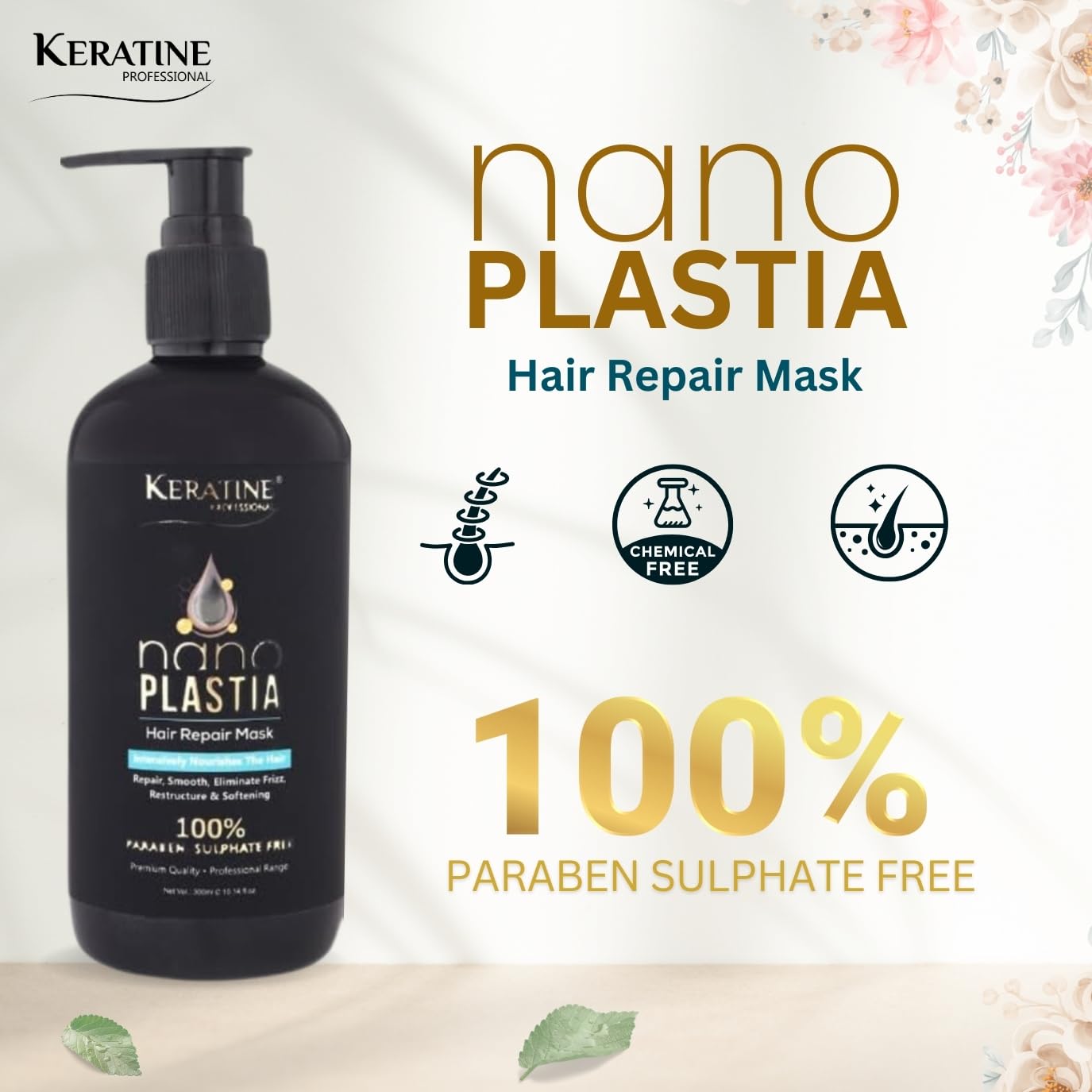 Nano Plastia Hair Repair Shampoo, Mask Combo (300ml ) &  Serum (50ml) - Nourishing Formula