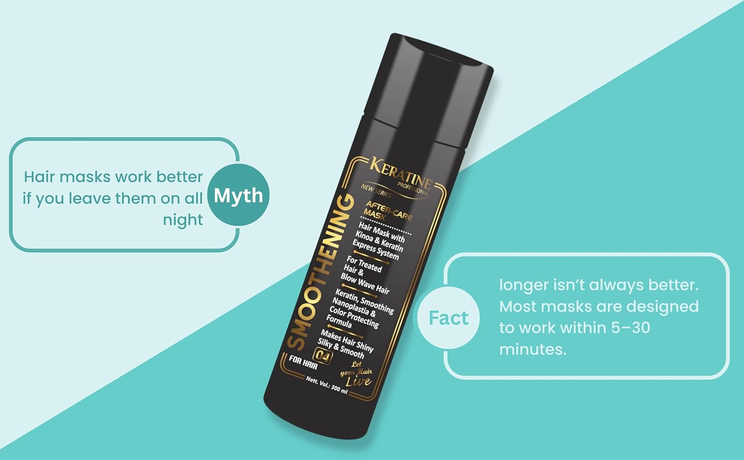 KERATINE PROFESSIONAL after care Hair Mask, Repair for Dry Damaged and Color Treated Hair Conditioning Treatment for Curly or Straight Thin Fine Hair (300-ml)