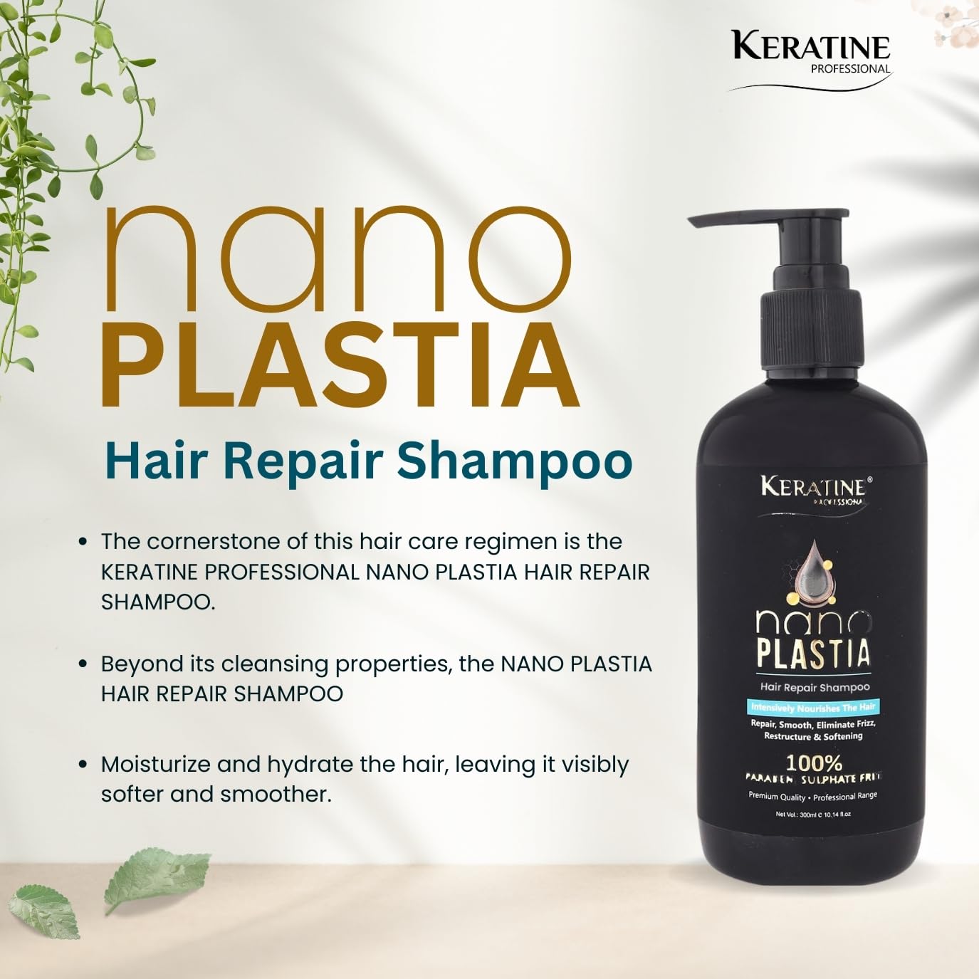 Nano Plastia Hair Repair Shampoo, Mask Combo (300ml ) &  Serum (50ml) - Nourishing Formula