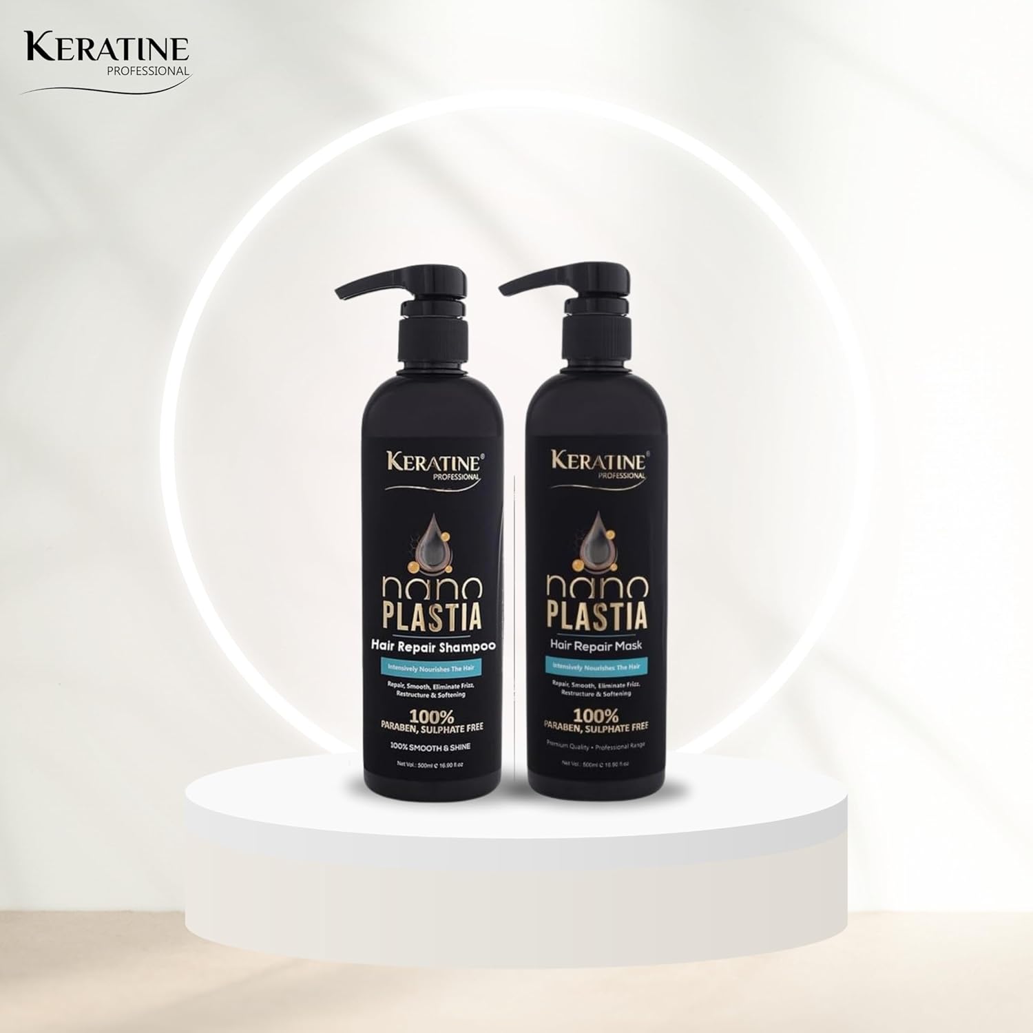 Keratine Nano Plastia Hair Repair Shampoo & Mask Combo (500ml Each)