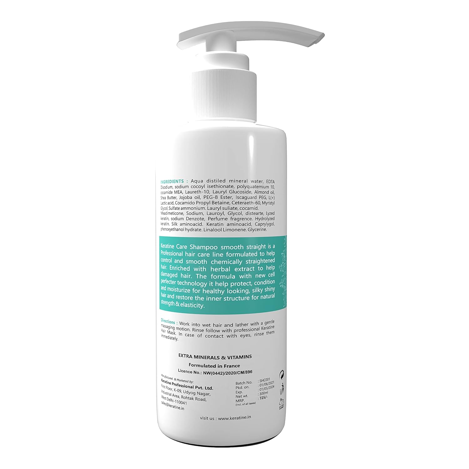 KERATINE PROFESSIONAL Shampoo| Infused With Keratin, Almond Oil, Jojoba Oil And Shea Butter For Curly Wavy And Straight Hair - Shampoo For Dry Damaged Or Color Treated Hai Made In India, 1 Count