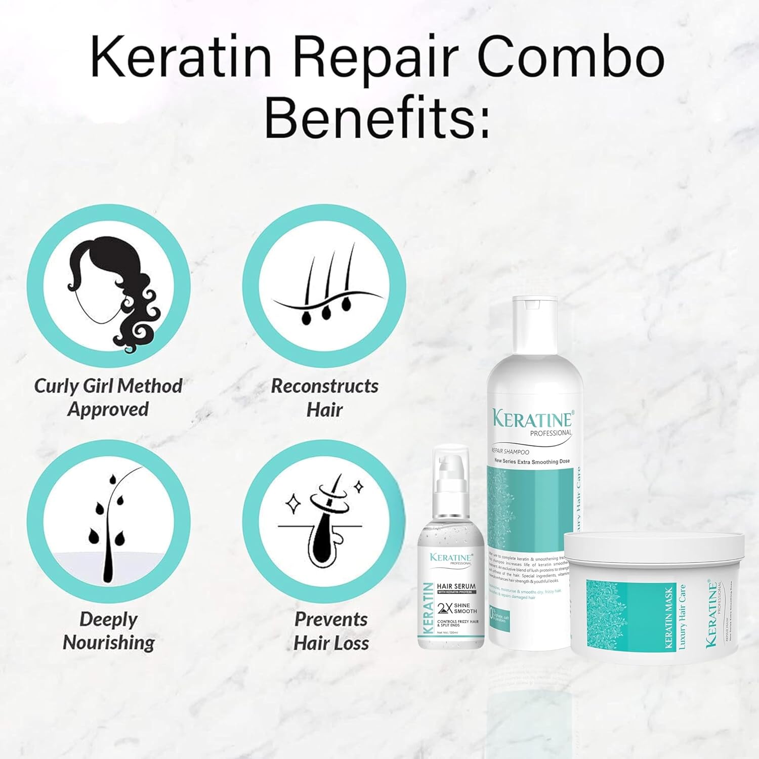 Keratine Professional Combo Kit, Repair Hair Shampoo & Mask - With Keratine (500ml)