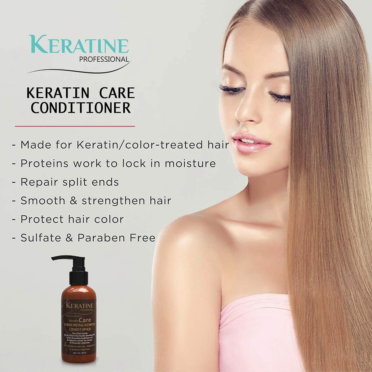 Keratin Care Smoothing Shampoo 300ml | With Moroccan Oil, Argan Oil & Wheat Protein | Smoothes, Strengthens & Adds Shine | For All Hair Types