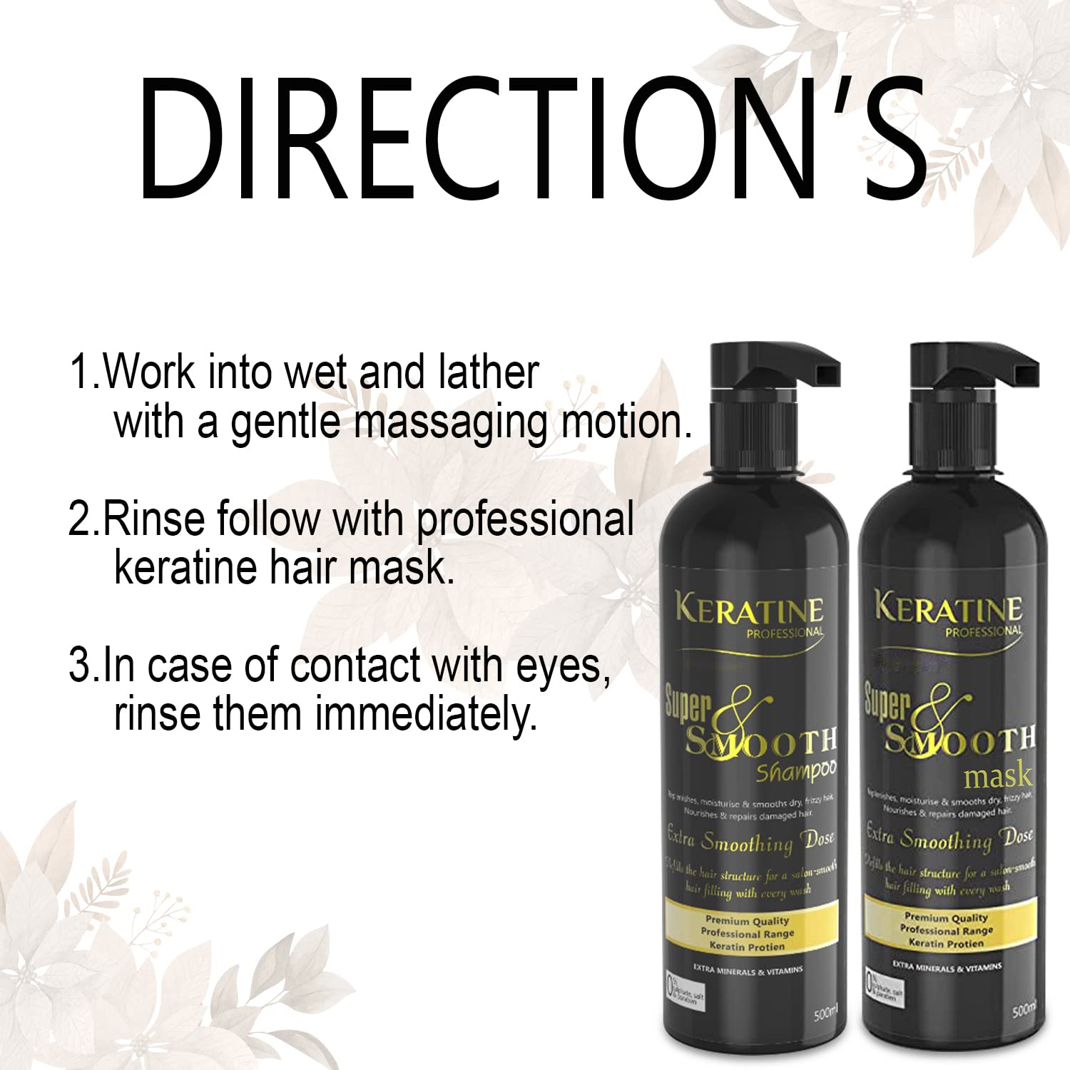 Keratine Super Smooth Repair Hair Shampoo and Mask - Deep Repair and Smoothness