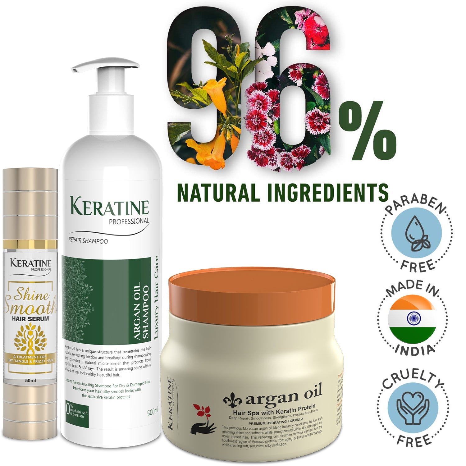 Keratine Professional Argan Oil Sulphate Free Shampoo, Mask And Serum - Nourishing Formula — Combo (view 4)