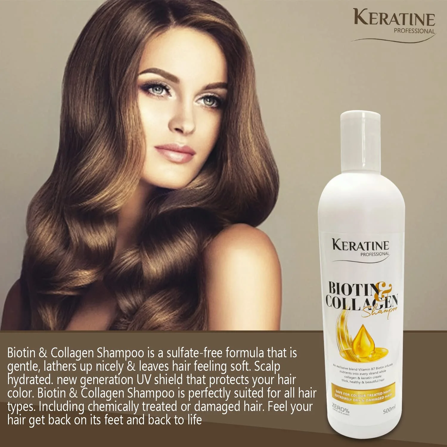 Keratine Professional – Collagen Shampoo with Strength & Shine – 500ml & Revitalizes and Strengthens for Radiant Hair — Shampoo (view 4)