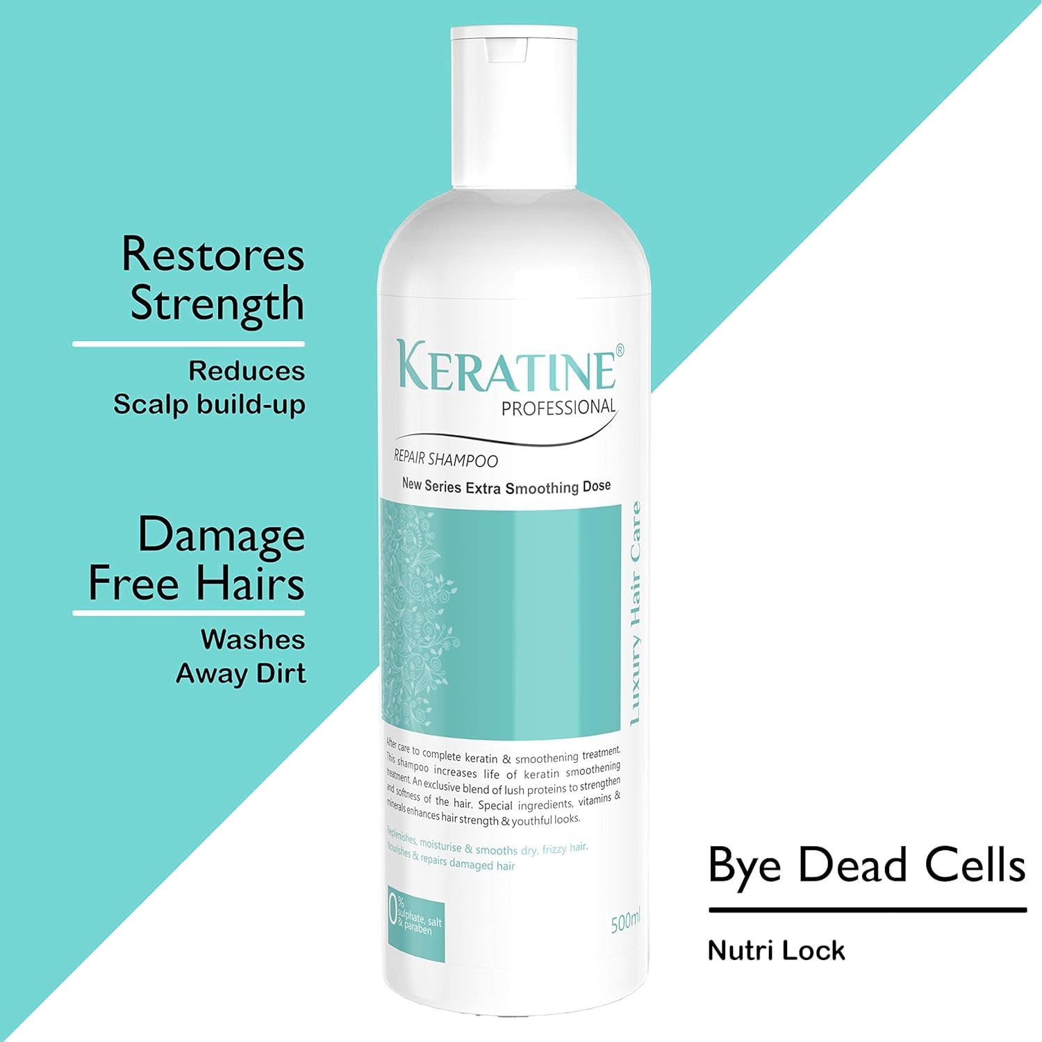 Keratine Professional Combo Kit, Repair Hair Shampoo & Mask - With Keratine (500ml) — Combo (view 2)
