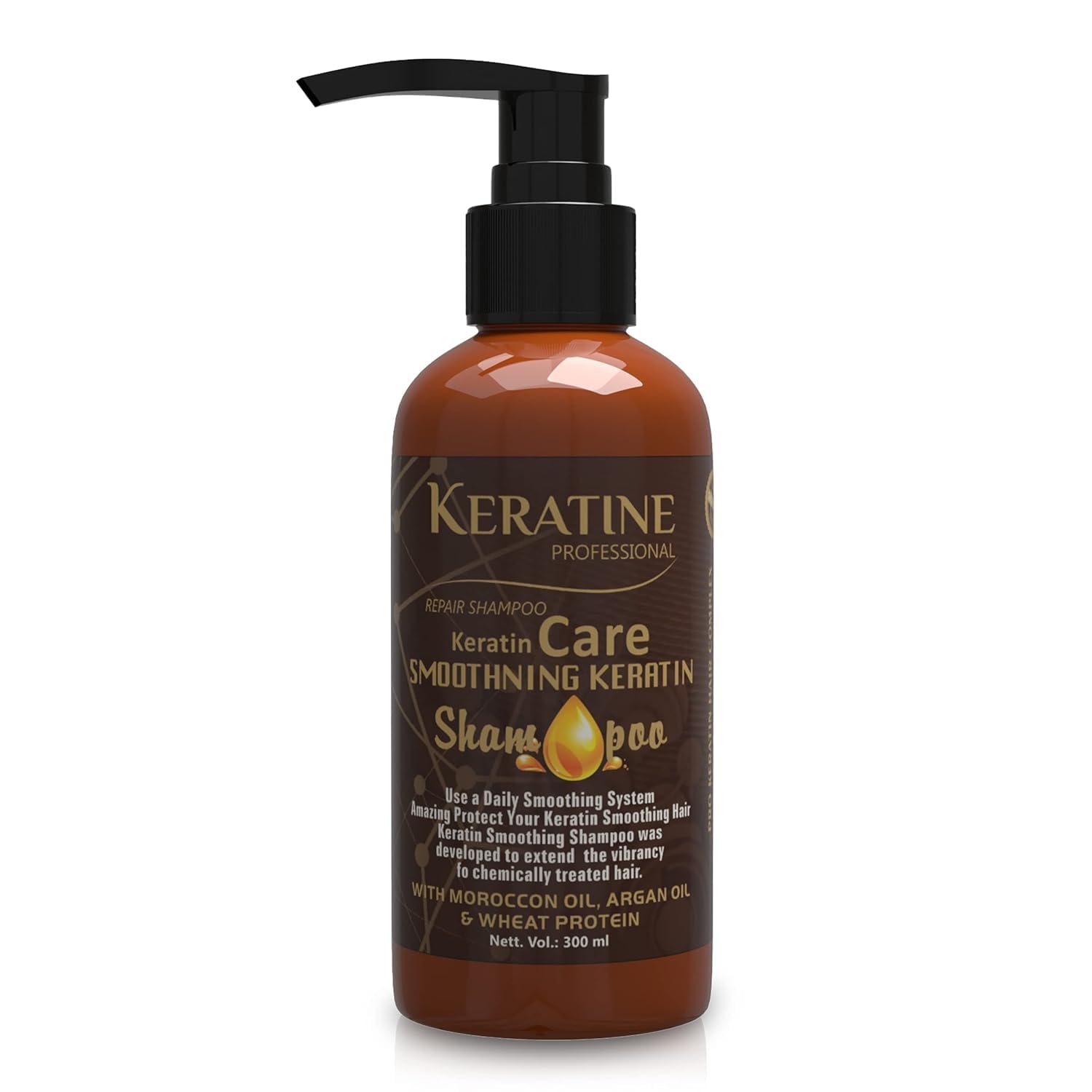 Keratin Care Smoothing Shampoo 300ml With Moroccan Oil, Argan Oil & Wheat Protein - Smoothes, Strengthens & Adds Shine - For All Hair Types