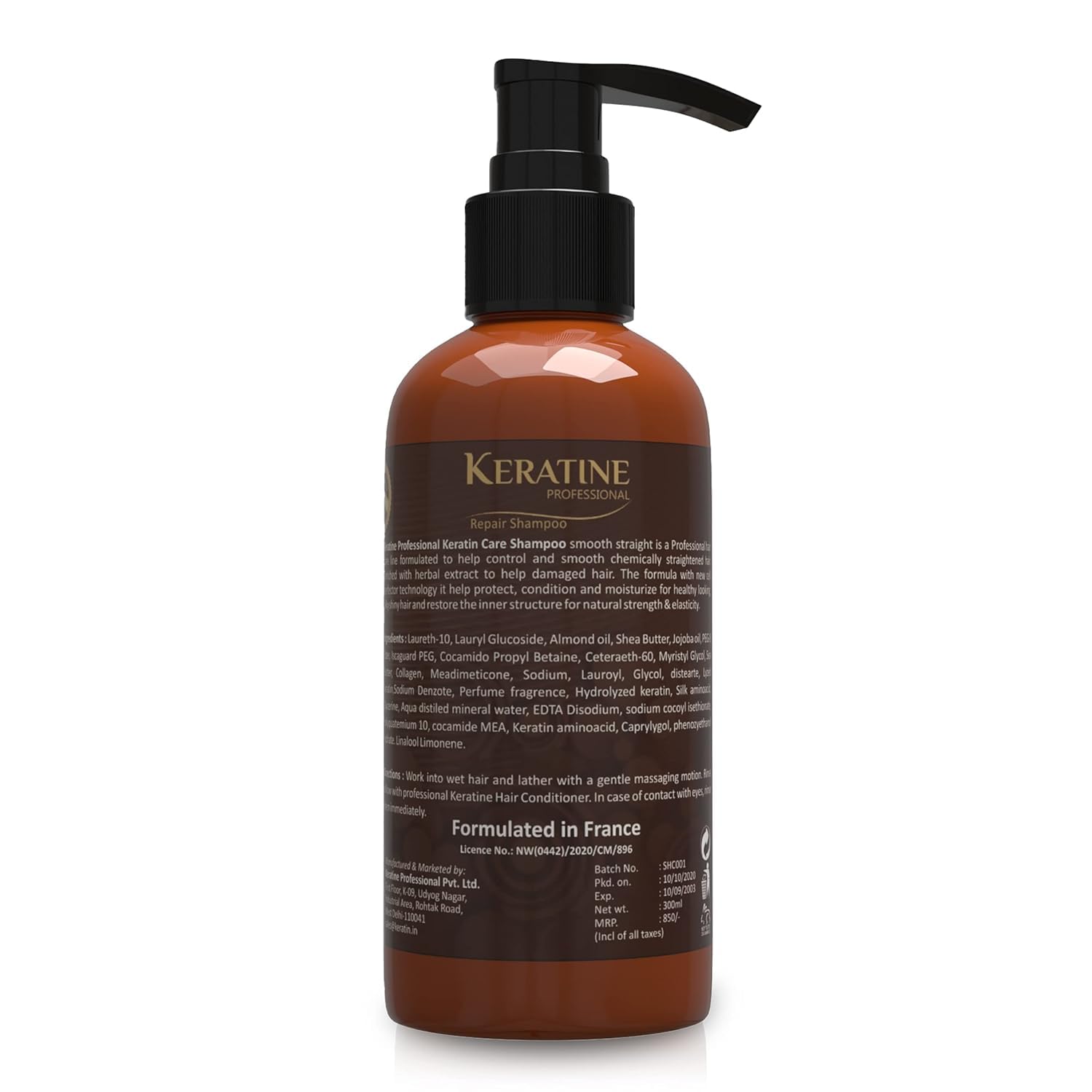 Keratin Care Smoothing Shampoo 300ml With Moroccan Oil, Argan Oil & Wheat Protein - Smoothes, Strengthens & Adds Shine - For All Hair Types — Shampoo (view 2)
