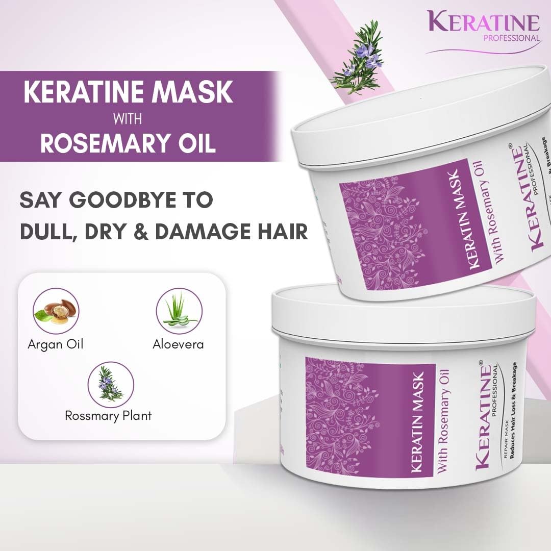 Keratin & Sulphate-Free Hair Mask with Rosemary Oil – For Damaged Hair – 500ml & Restores and Strengthens Hair – Ideal for Dry & Damaged Hair — Hair Mask (view 2)