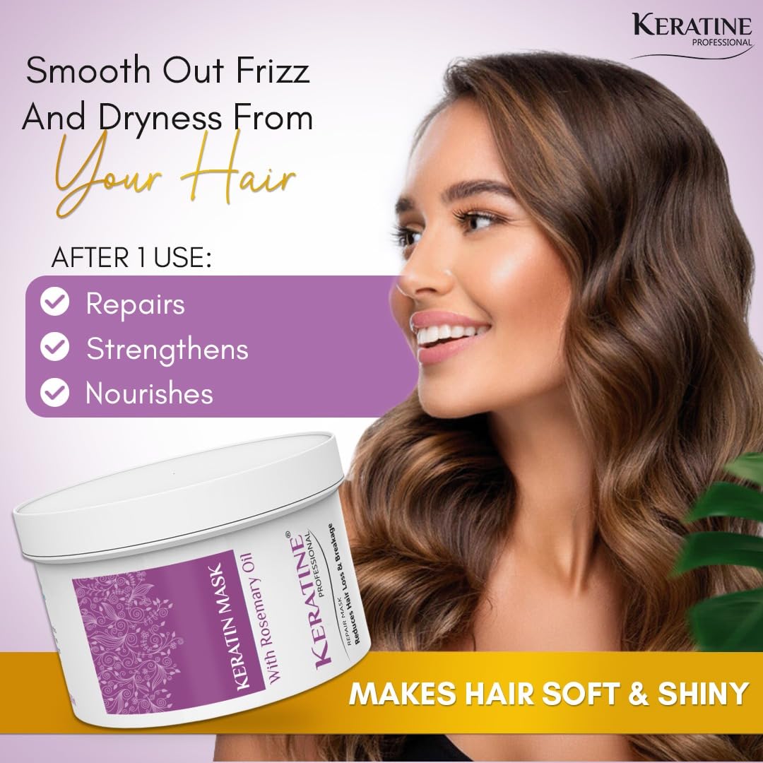 Keratin & Sulphate-Free Hair Mask with Rosemary Oil – For Damaged Hair – 500ml & Restores and Strengthens Hair – Ideal for Dry & Damaged Hair — Hair Mask (view 4)