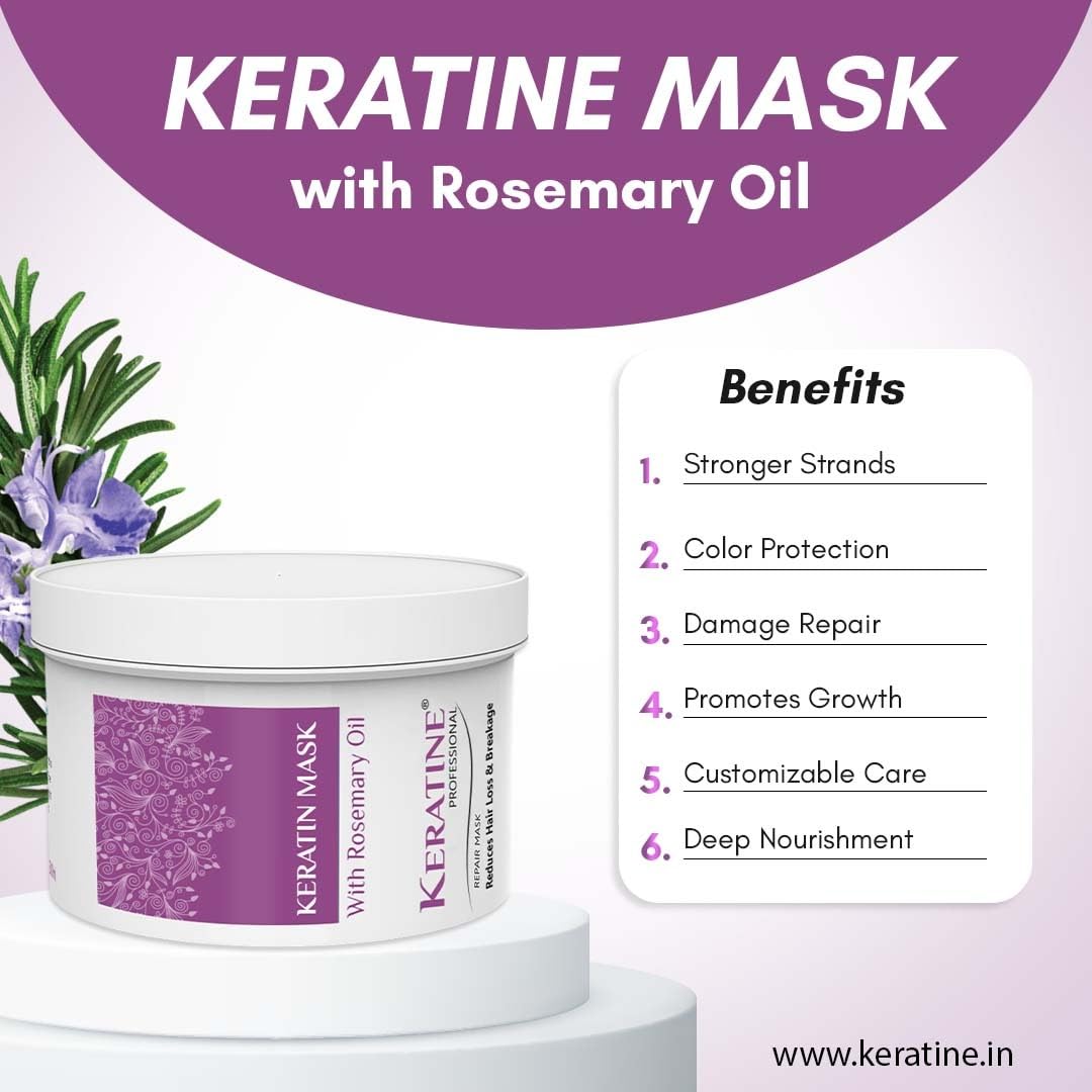 Keratin & Sulphate-Free Hair Mask with Rosemary Oil – For Damaged Hair – 500ml & Restores and Strengthens Hair – Ideal for Dry & Damaged Hair — Hair Mask (view 5)