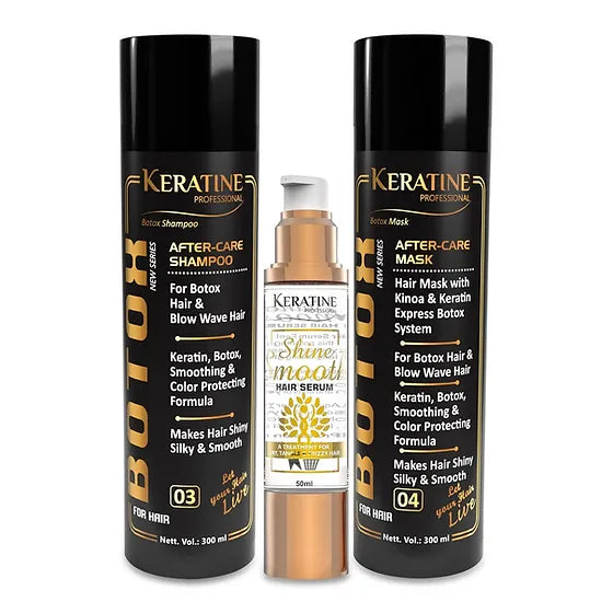 Keratine Nano Smoothing Hair Repair Shampoo & Mask Combo 500 Ml Each With 100 Ml Serum - With 100 ML SERUM (500ML)
