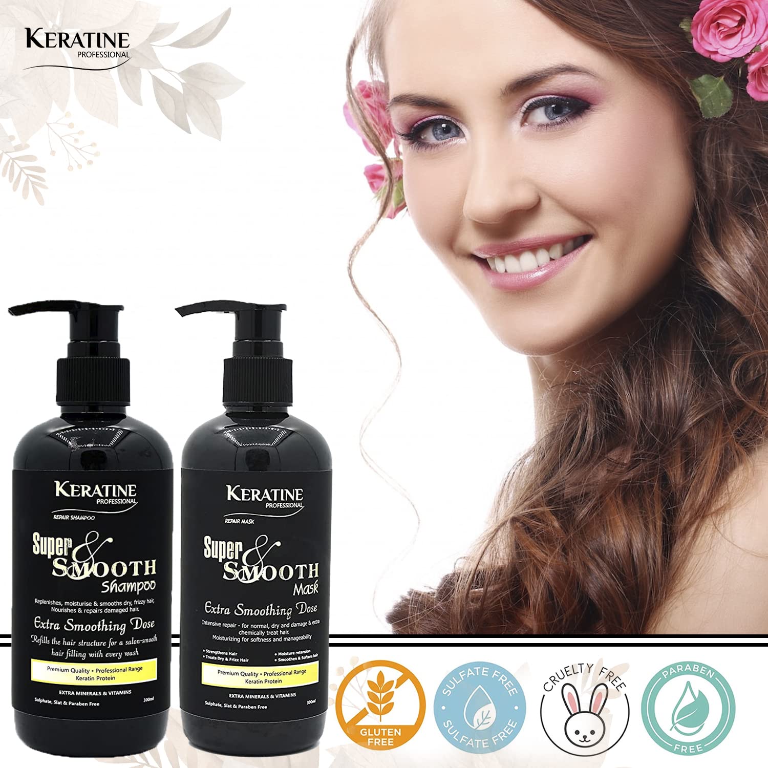 Keratine Super Smooth Repair Hair Shampoo & Mask (300ml Each) - Nourishing Formula — Combo (view 4)