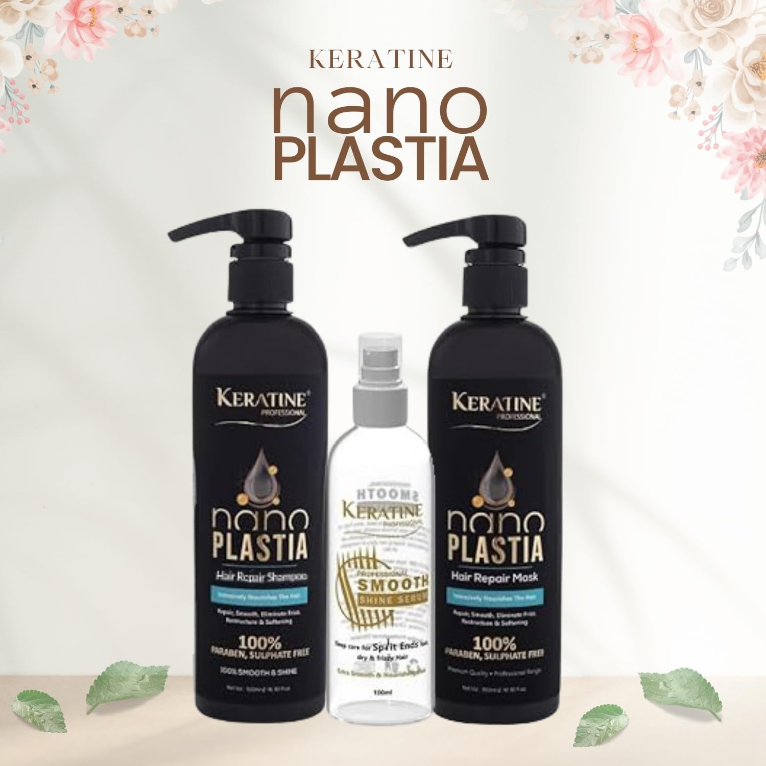 Keratine Nano Smoothing Hair Repair Shampoo & Mask Combo 500 ml Each With 100 ml Serum — Combo (view 2)
