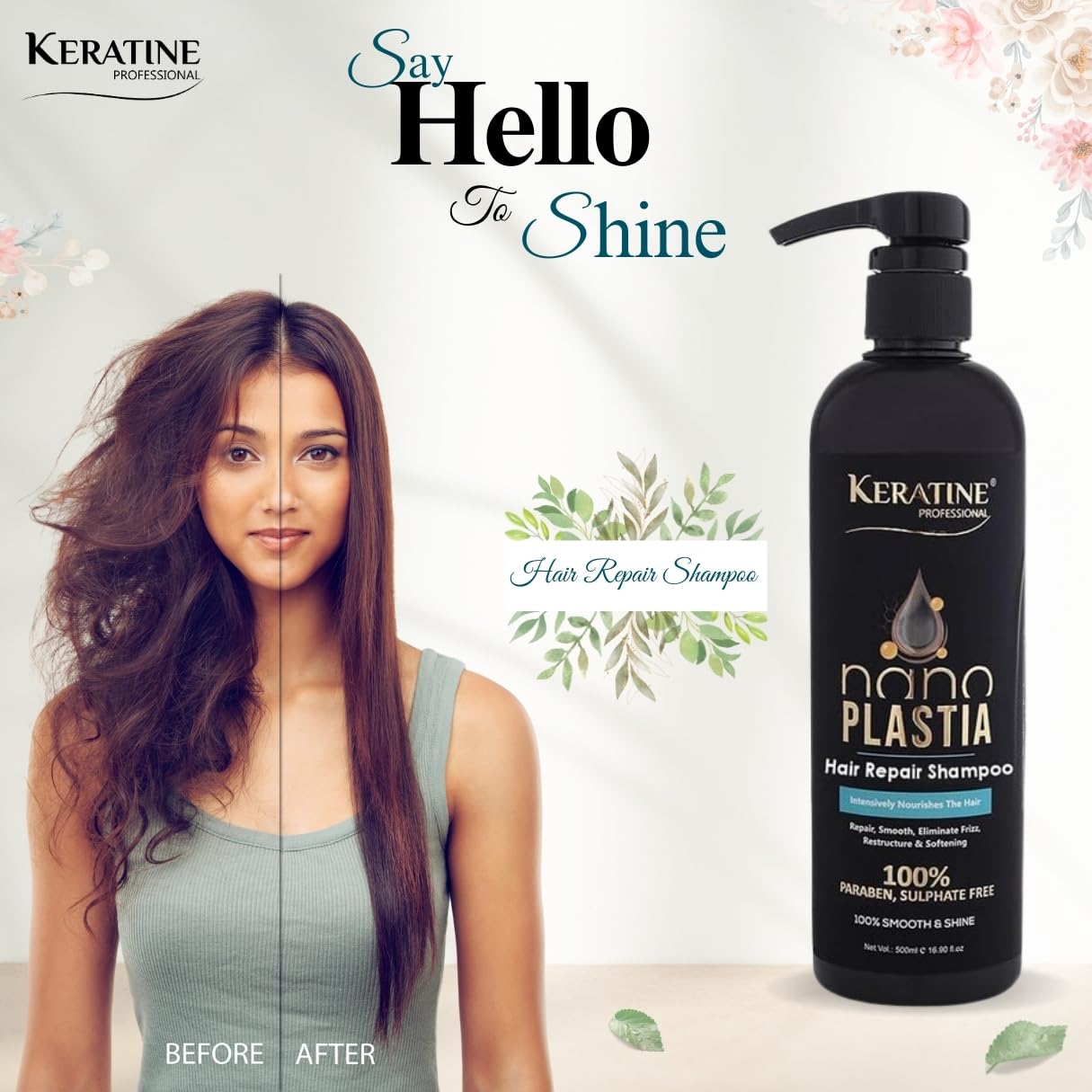 Keratine Nano Smoothing Hair Repair Shampoo & Mask Combo 500 ml Each With 100 ml Serum — Combo (view 6)