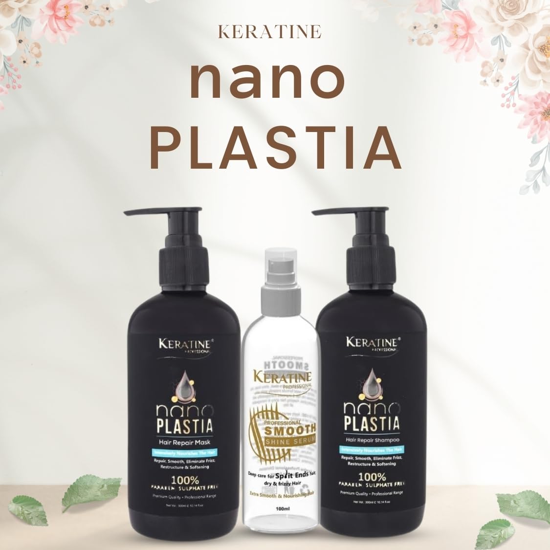 Nano Smoothing Hair Repair Shampoo & Mask Combo 300 ml Each With 100 ml Serum — Combo (view 3)