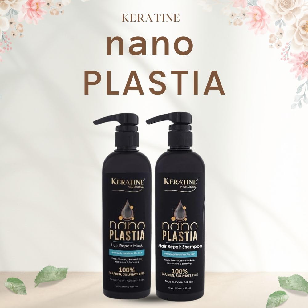 Keratine Nano Smoothing Hair Repair Shampoo & Mask Combo (500ml Each) — Combo (view 2)