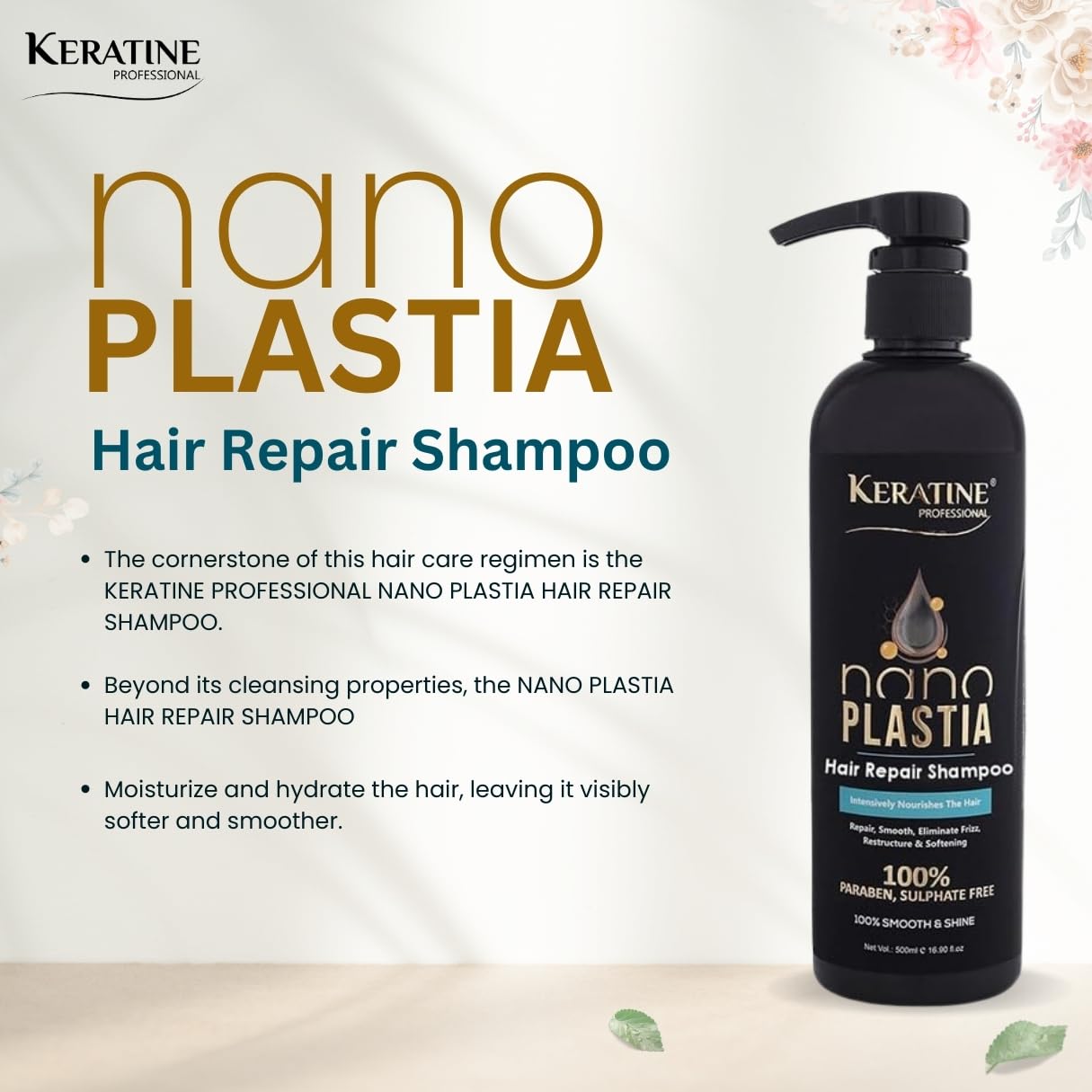 Keratine Nano Smoothing Hair Repair Shampoo & Mask Combo (500ml Each) — Combo (view 5)