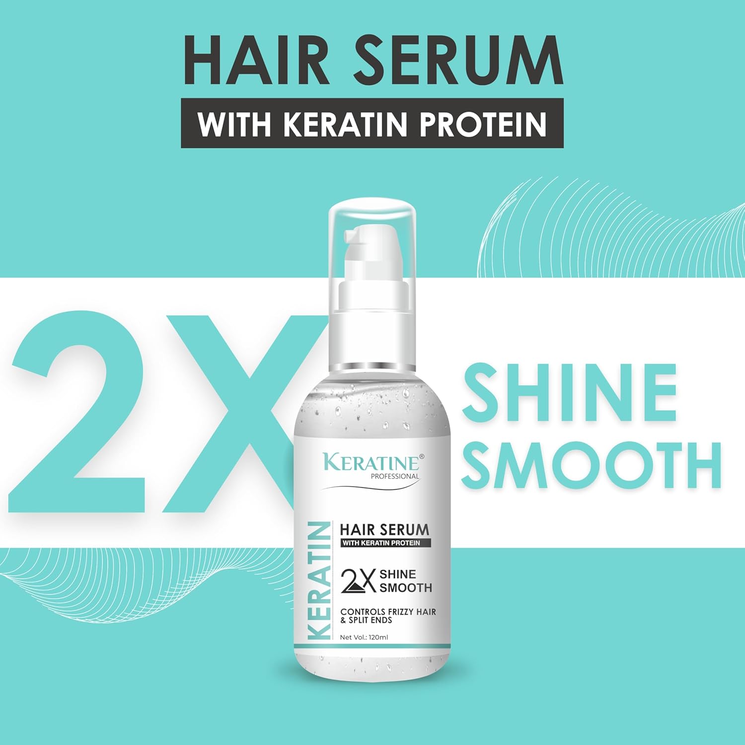 Keratine Professional Shine Smooth Hair Serum - With Frizz Free Glow (120ml) — Hair Serum (view 4)