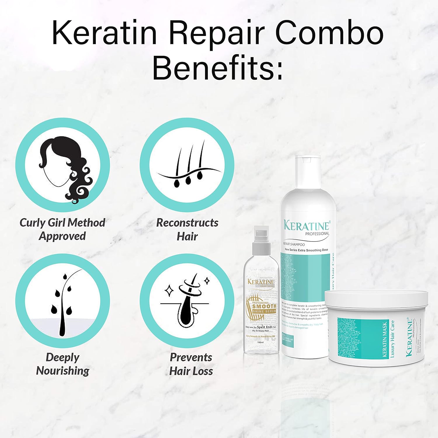 Keratine Shampoo, Hair Mask And Serum Kit (500ml) - Nourishing Formula — Combo (view 3)