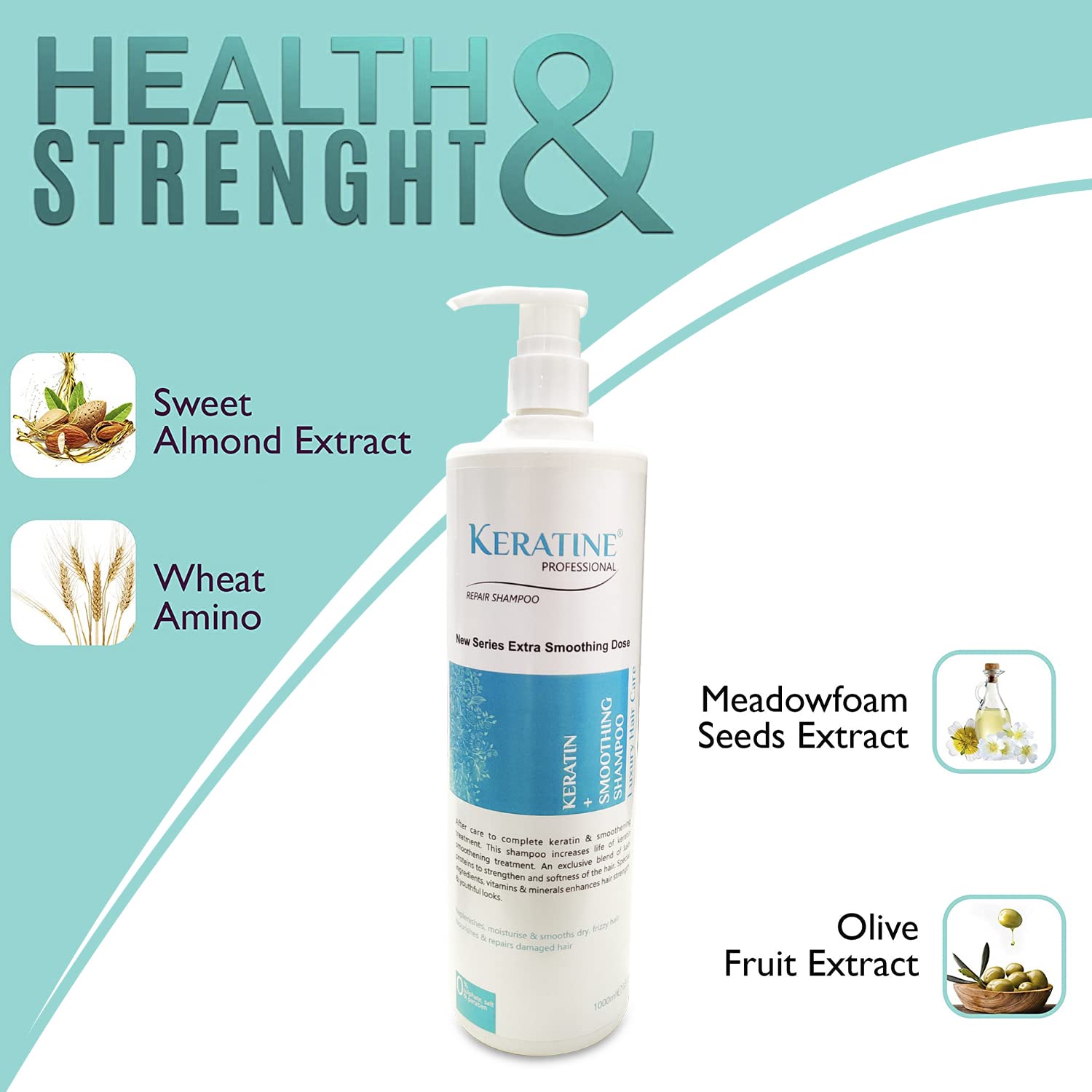 Keratine - Shampoo Hair Treatment with Biotin & Collagen - 1L & Strengthens and Revitalizes for All Hair Types — Shampoo (view 5)