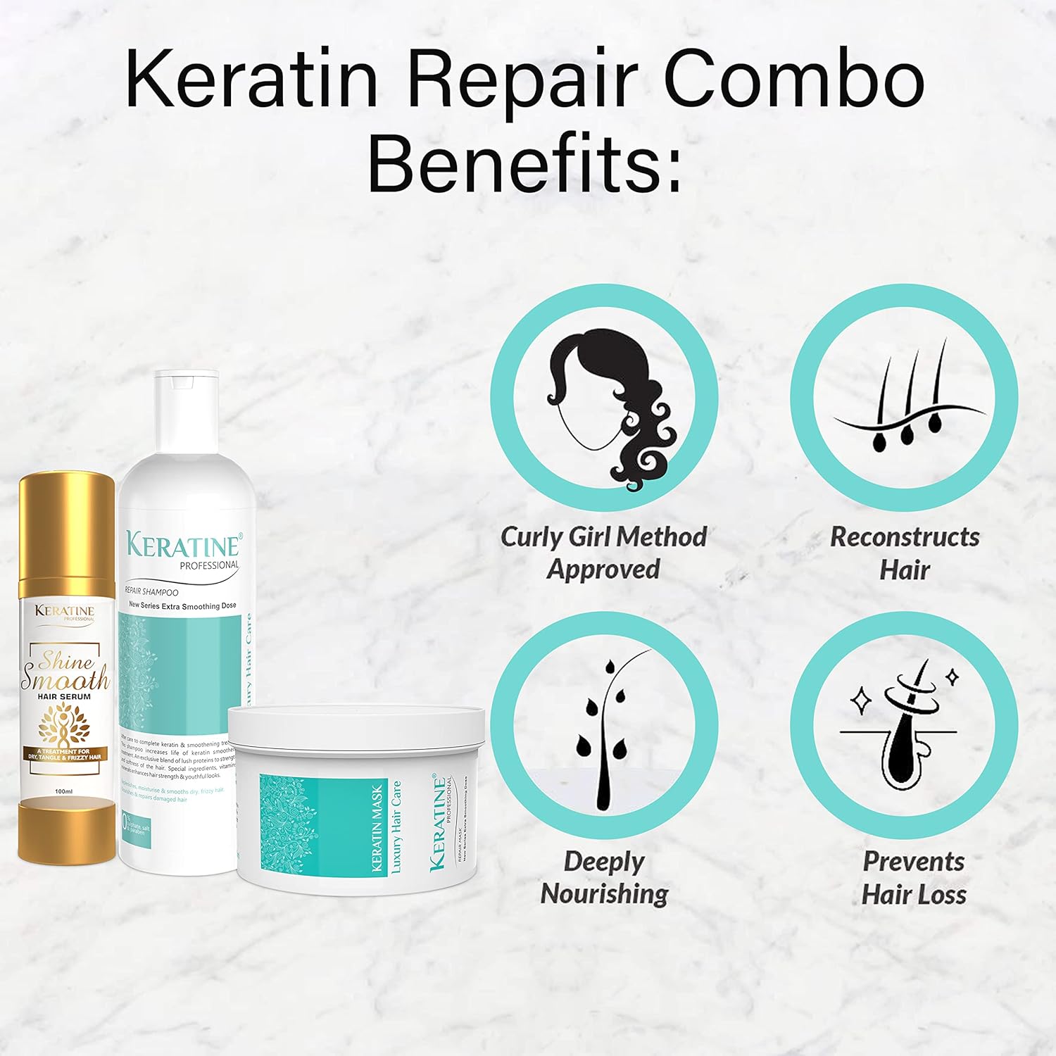 Keratine Professional Keratine Shampoo, Hair Mask & Serum Set (For Smooth, healthy hair) (100ml) - Nourishing Formula — Combo (view 2)