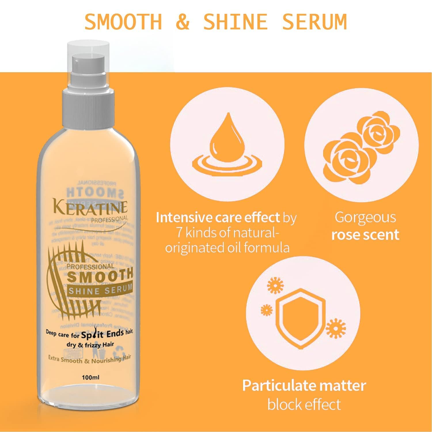 Keratine Shine & Smooth Hair Serum - With Keratine & Vitamin E (For Dry, damaged hair) (100ml) — Hair Serum (view 3)