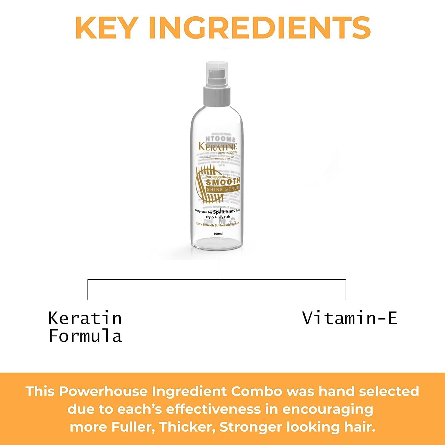 Keratine Shine & Smooth Hair Serum - With Keratine & Vitamin E (For Dry, damaged hair) (100ml) — Hair Serum (view 4)