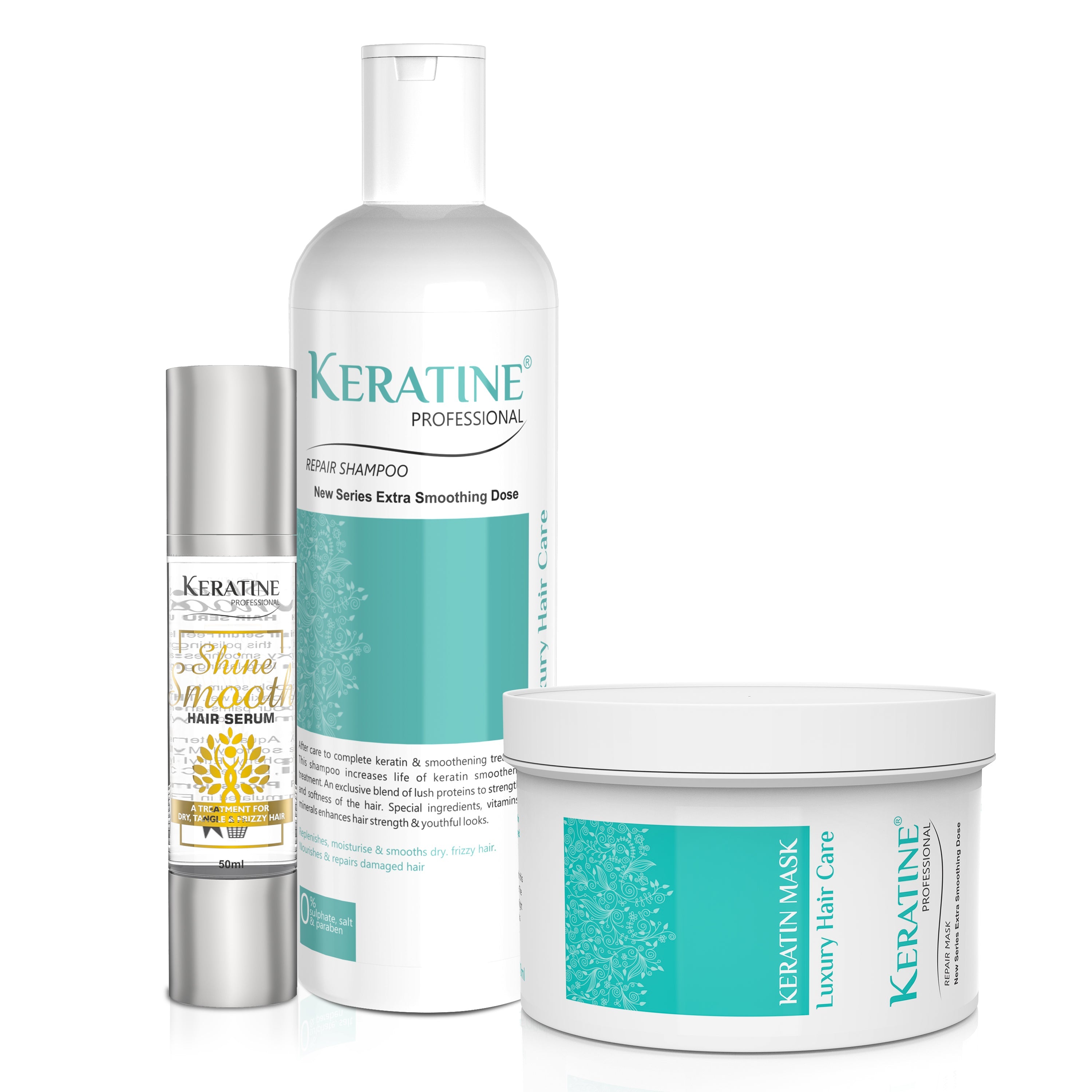 Keratine Sulphate Free Smooth Shampoo, Serum & Mask - Nourishing Formula