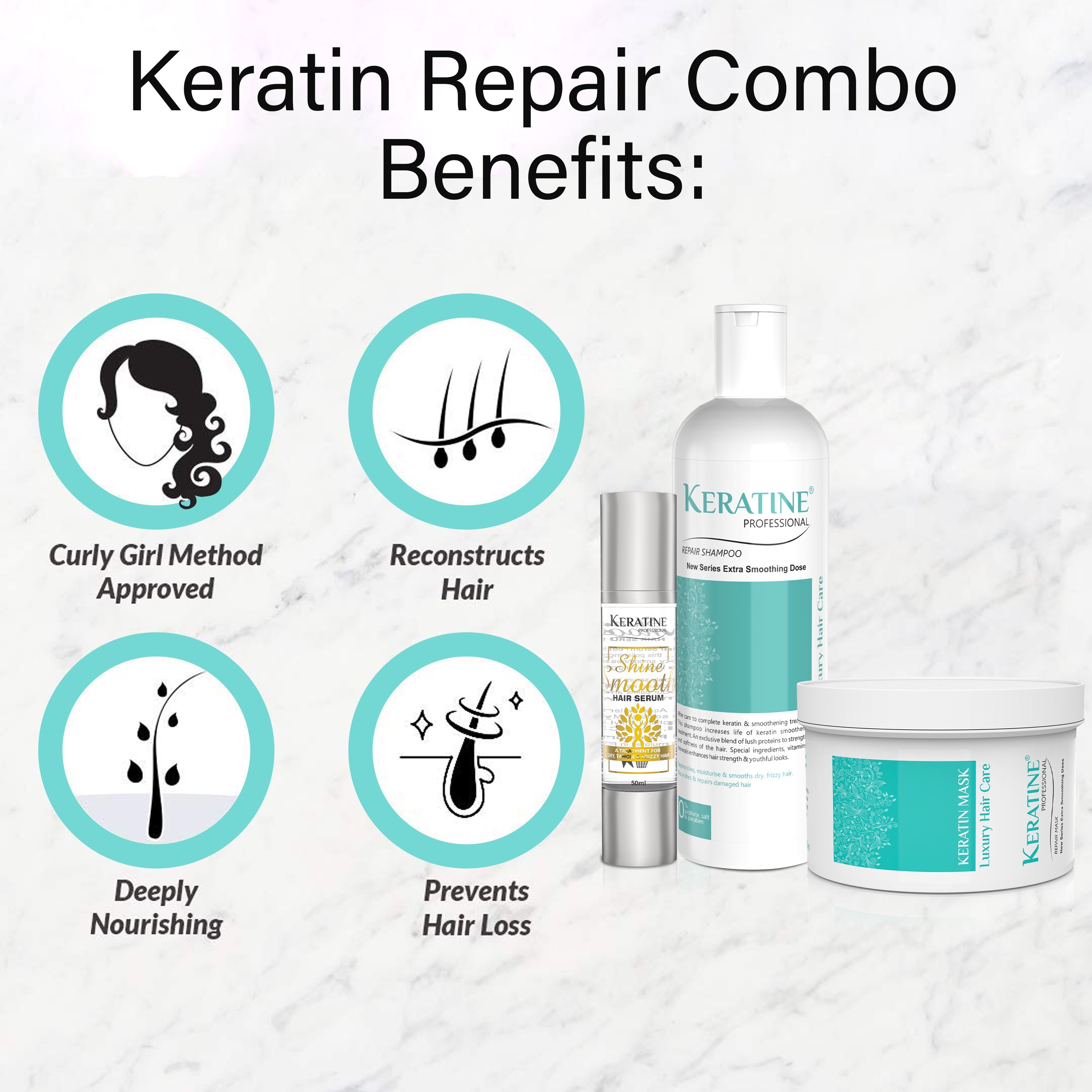 Keratine Sulphate Free Smooth Shampoo, Serum & Mask - Nourishing Formula — Combo (view 4)