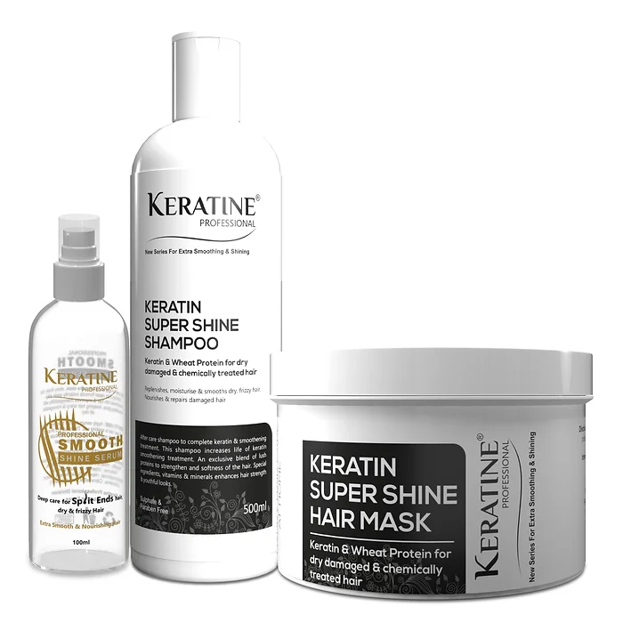 Keratine Super Shine Hair Care Set (500ml) - Nourishing Formula
