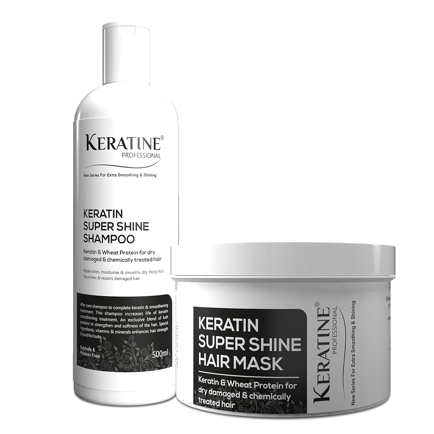 Keratine Super Shine Shampoo & Mask Set For Healthy & Shiny Hair (For Healthy) (500ml) - Nourishing Formula