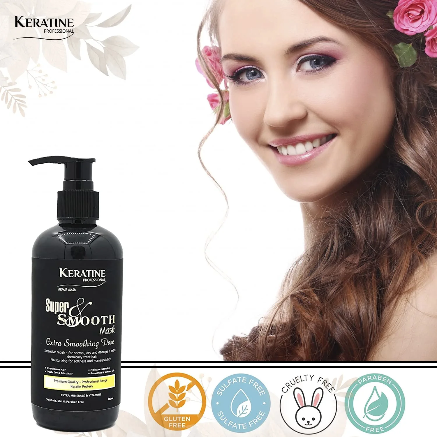 Keratine Professional – Super Smooth Repair Hair Mask with Deep Nourishment & Shine – 300ml & Smoothens & Adds Shine & Ideal for Dry and Frizzy Hair — Hair Mask (view 9)