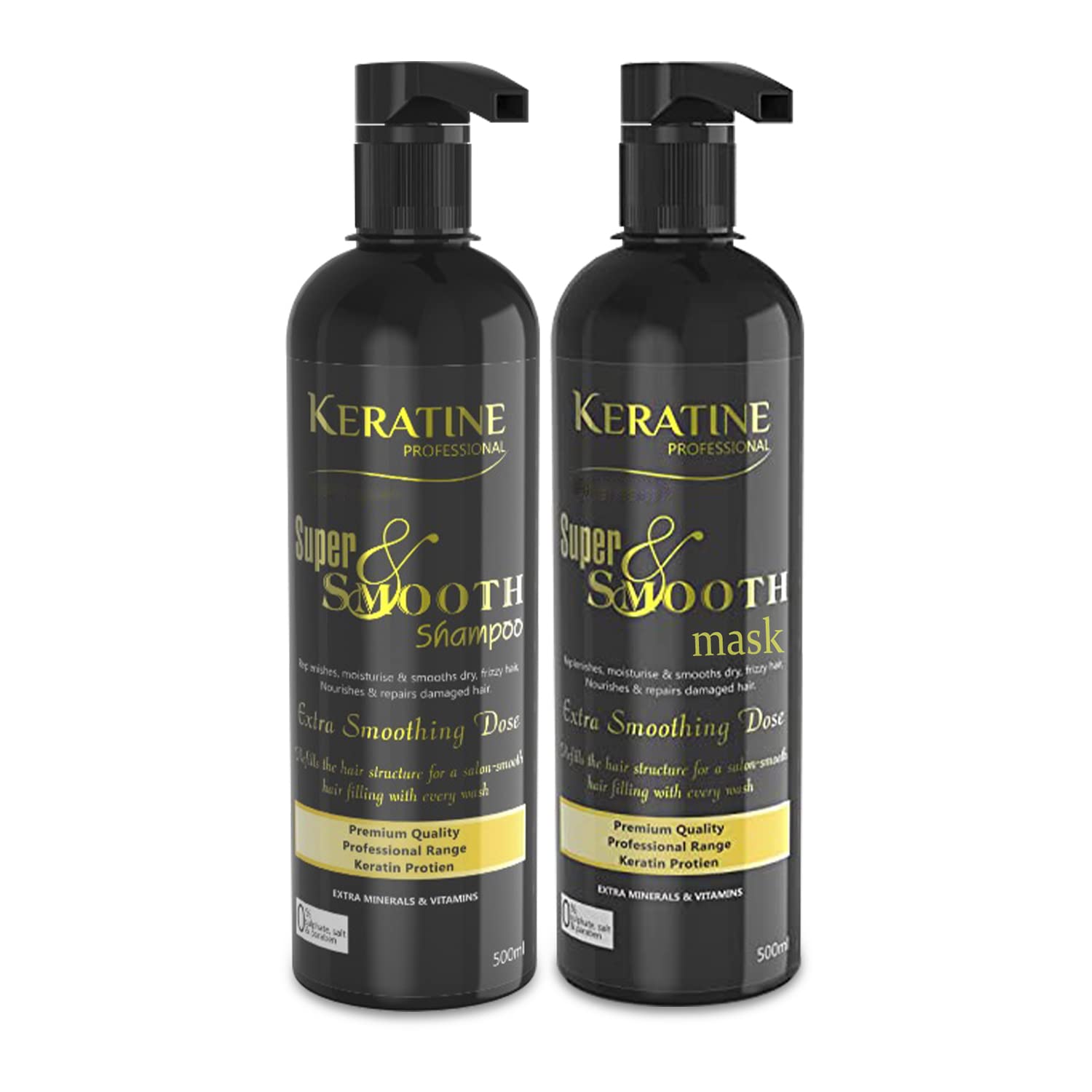Keratine Super Smooth Repair Hair Shampoo and Mask - Deep Repair and Smoothness